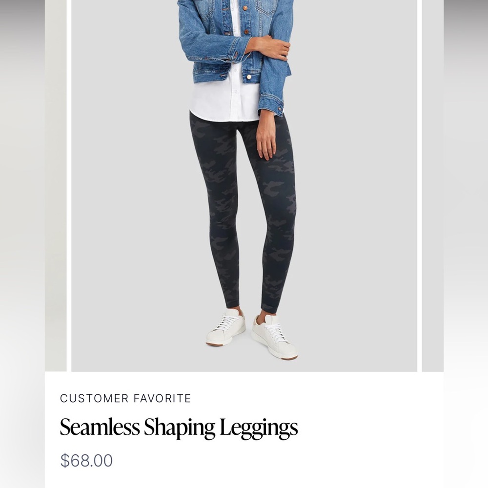 Spanx Black Camo Seamless Leggings, size M